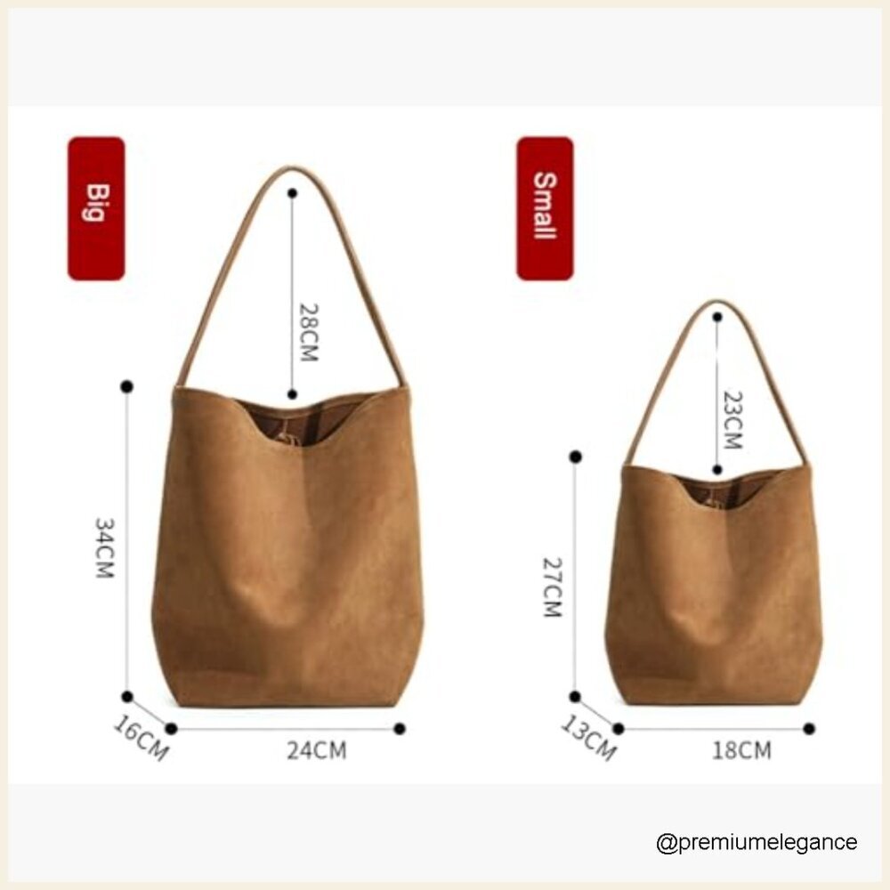 Large Genuine Leather Suede Bucket Tote Shoulder Bag Hobo Satchel Purse - Picture 5 of 7